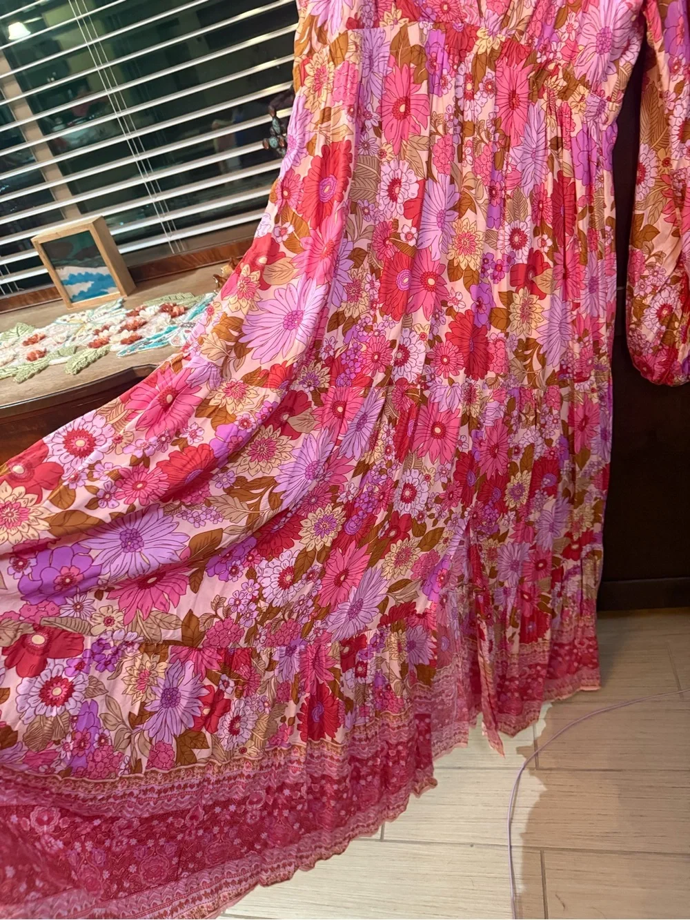 Baltic Born Pink Floral V‑Neck Boho Maxi Dress NEW WITH TAGS💖